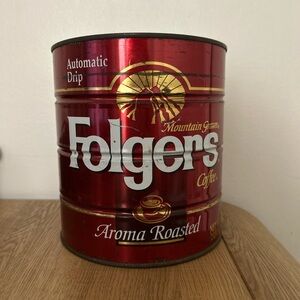Vintage 1984 FOLGERS COFFEE CAN AUTOMATIC DRIP 2 LBs EMPTY TIN CAN NO LID